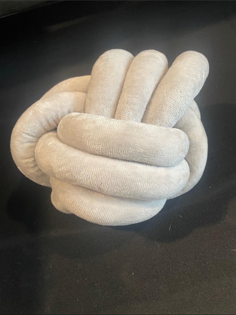 Plush Knot Accent Pillow - Light Beige